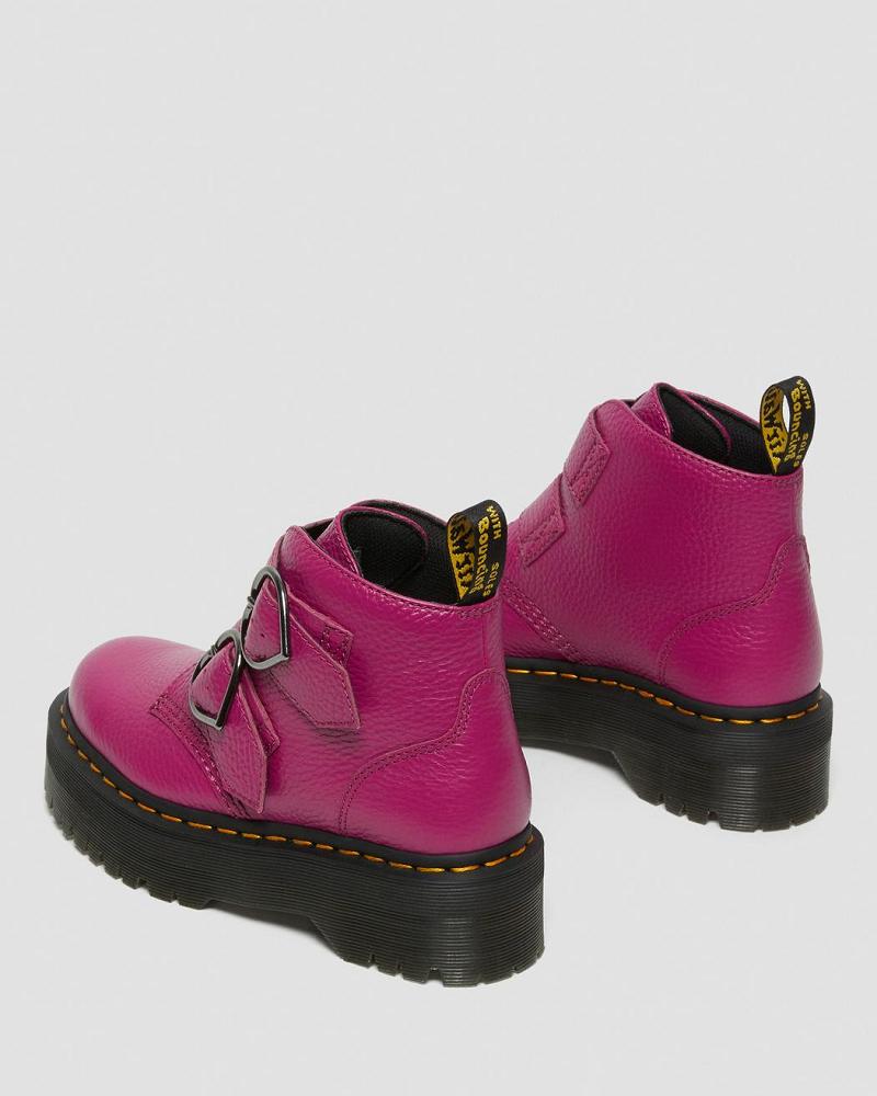 Dr Martens Devon Heart Leren Platform Laarzen Dames Roze | NL 546DFM